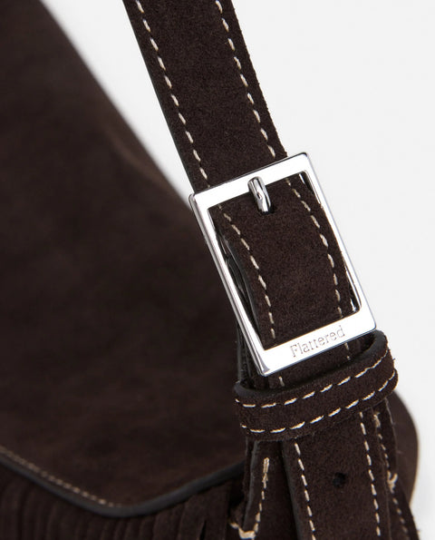 Flattered Ivy Cross-Shoulder Suede Bag | Chocolate