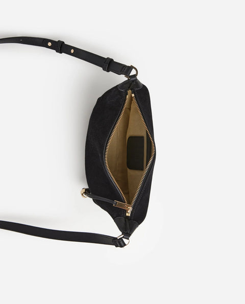 Flattered Ru Crossbody Bag | Black Suede
