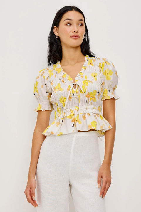 Rails Rails Fontaine Top in Tossed Daffodils: featuring cotton, v-neck
