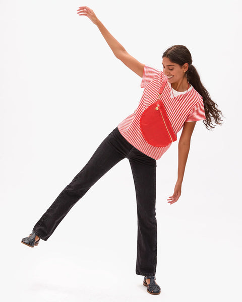 Cotton linen blend classic strip t-shirt, relaxed cut and true to fit