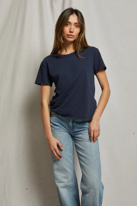 Perfect White Tee Harley Boxy Crewneck Tee | Navy