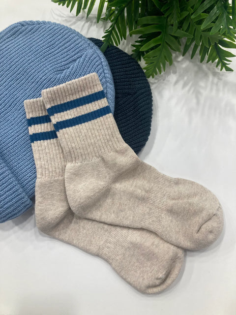 Unified Gym Socks | Oat Marine Stripe
