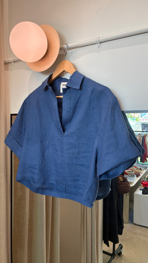 Notshy Laia Linen Polo | Blue Jean