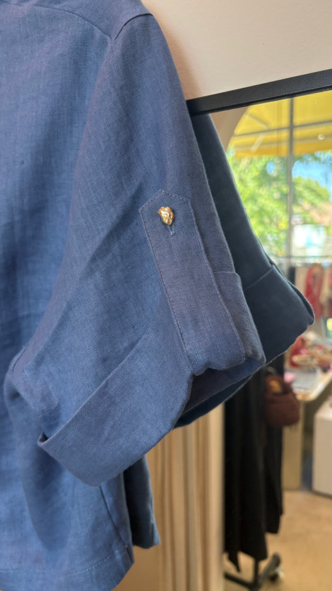 Notshy Laia Linen Polo | Blue Jean