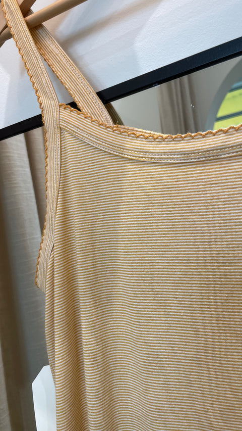DONNI Jersey Stripe Spaghetti Tank Dress | Butter Stripe