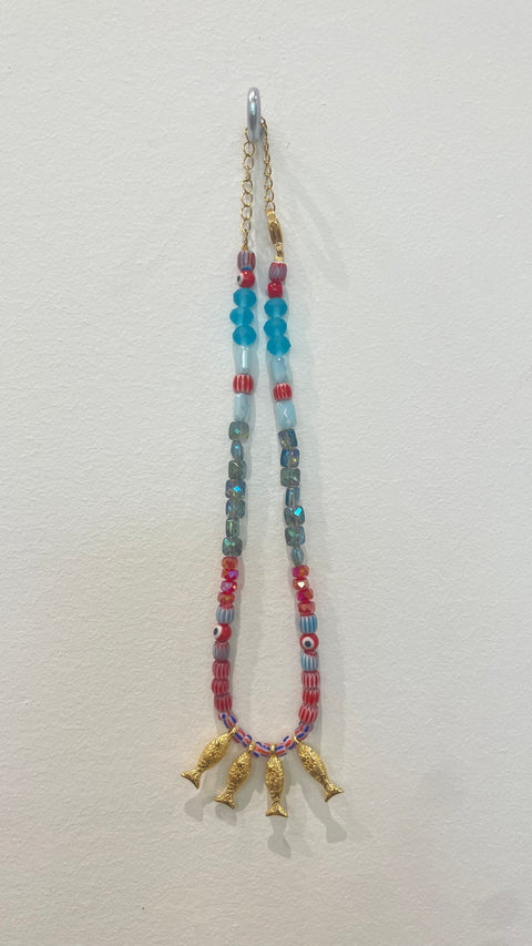 Goupi Necklace 04 | Gold Fish Beaded Necklace