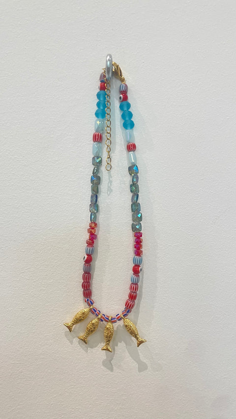 Goupi Necklace 04 | Gold Fish Beaded Necklace