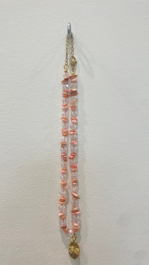 Goupi Necklace 08 | Multicolour Beaded Semiprecious Chips Necklace | Pink