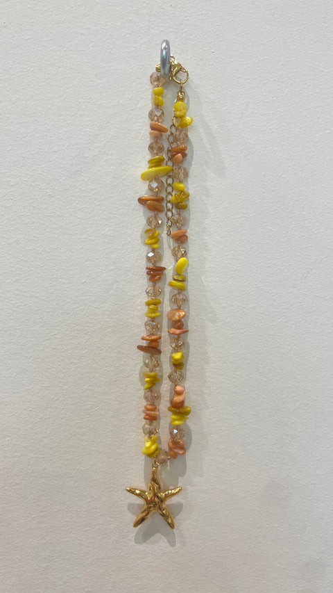 Goupi Necklace 09 | Multicolour Beaded Semiprecious Chips Necklace | Yellow