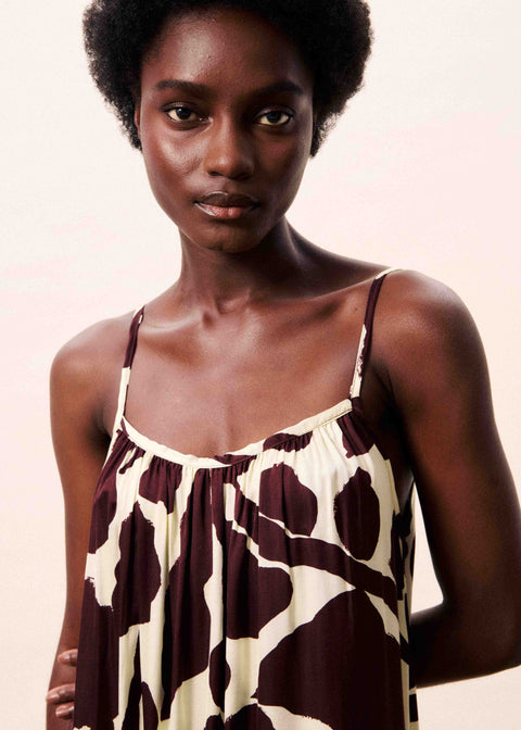 Frnch FRNCH Euphrates Dress in Brown Water Lily: viscose maxi