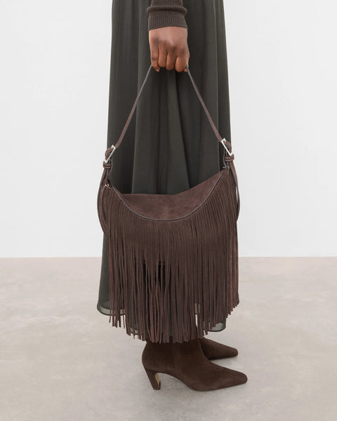 Flattered Ivy Cross-Shoulder Suede Bag | Chocolate