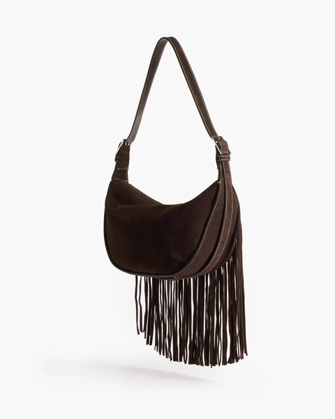 Flattered Ivy Cross-Shoulder Suede Bag | Chocolate
