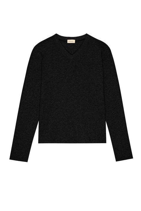DONNI The Jersey V-Neck Long Sleeve Tee | Jet