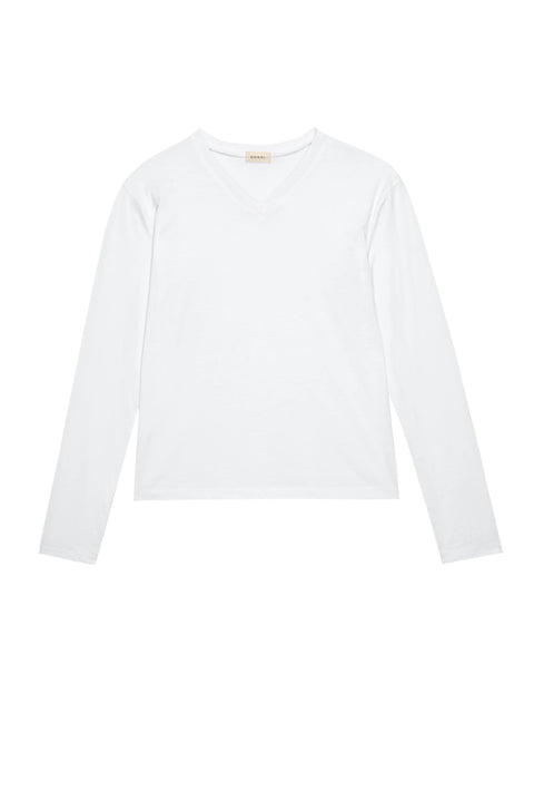 DONNI The Jersey V-Neck Long Sleeve Tee | Powder