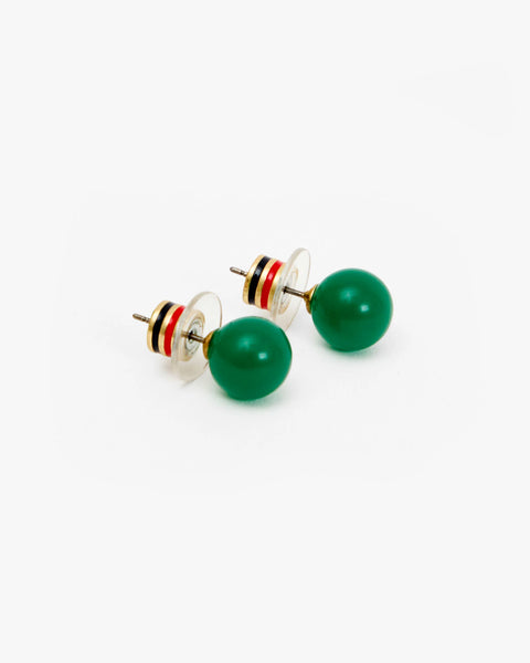 Clare V. Clare V Le Bead Stud Earrings in Emerald: features striped