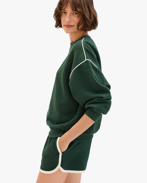Clare V Le Jogging Short in Forest Green – 100% cotton sweat shorts made in Portugal, wear alone or as a matching set