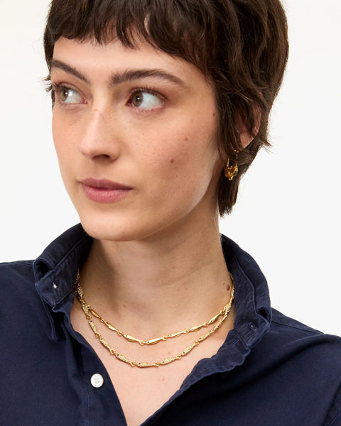 Clare V Le Pavé Sardine Chain Necklace 16" | Vintage Gold