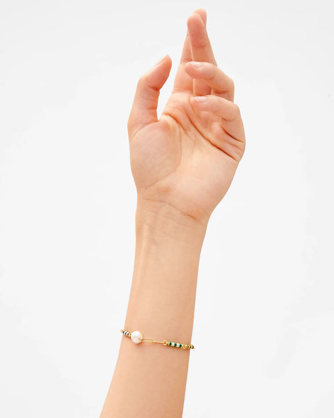 Clare V Le Stripe Pearl Bracelet