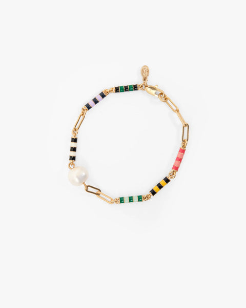 Clare V Le Stripe Pearl Bracelet