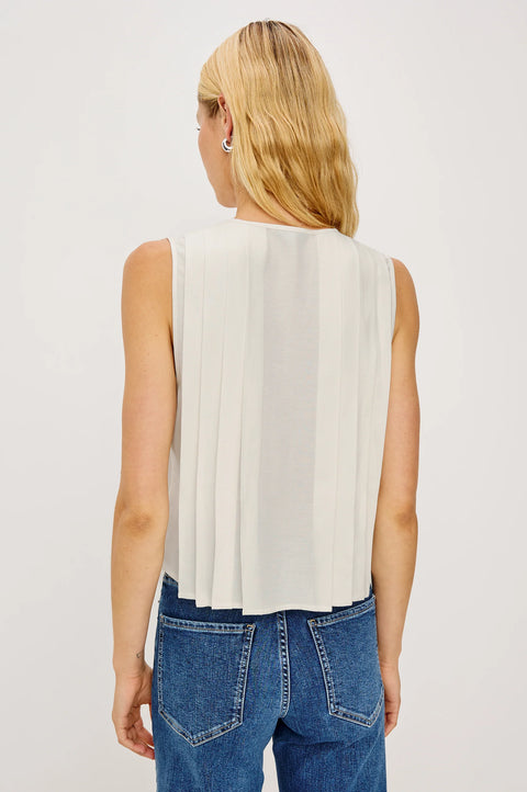 Ivory sleeveless tank top back view relaxed fit