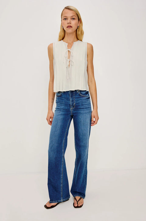 Ivory tank top front view relaxed fit summer outfit