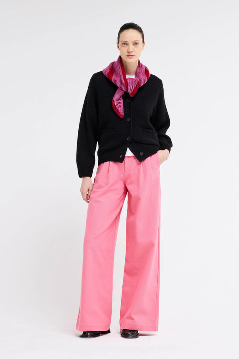 V neck cardigan in black, made by Our Sister. Wool Cardigan, womens. 4 button, relaxed fit.