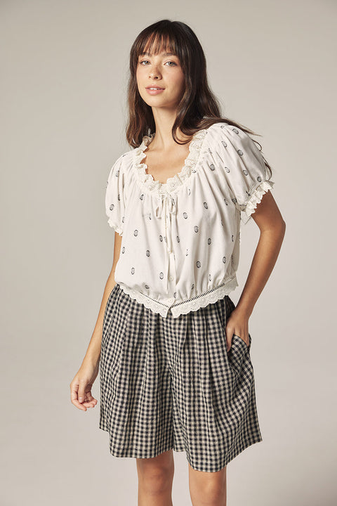 Amente Loose Casual Linen Shorts | Black with Natural