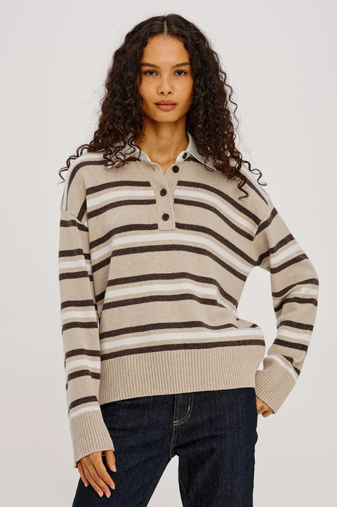 Rails Paxton Rugby Sweater | Heather Oat Stripe