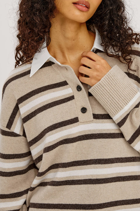 Rails Paxton Rugby Sweater | Heather Oat Stripe