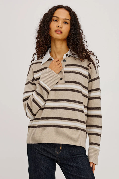 Rails Paxton Rugby Sweater | Heather Oat Stripe