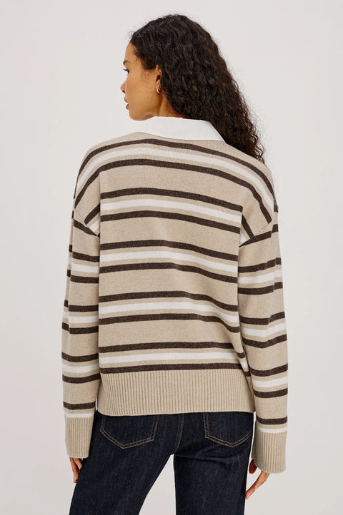 Rails Paxton Rugby Sweater | Heather Oat Stripe