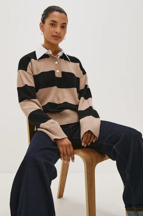 Rails Paxton Rugby Shirt | Oatmeal Black
