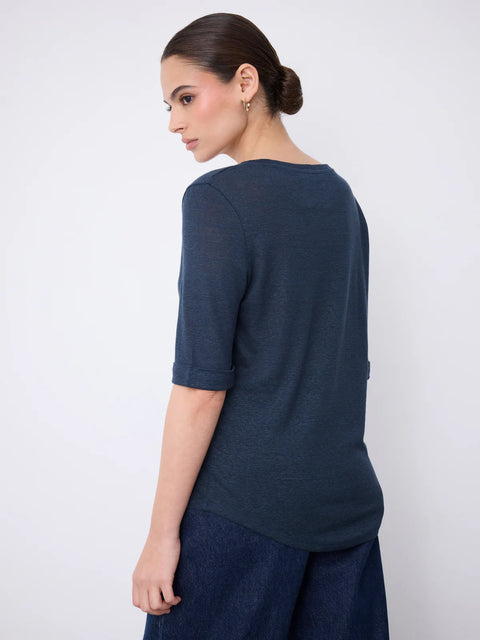 Notshy Romana V Neck Tee | Navy Marine