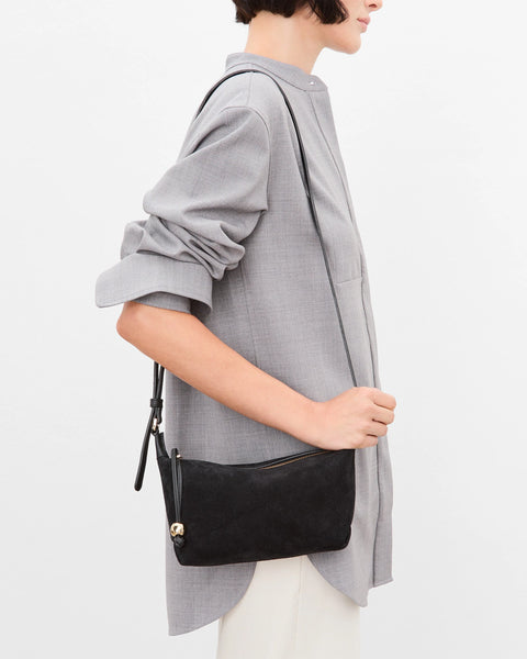 Flattered Ru Crossbody Bag | Black Suede