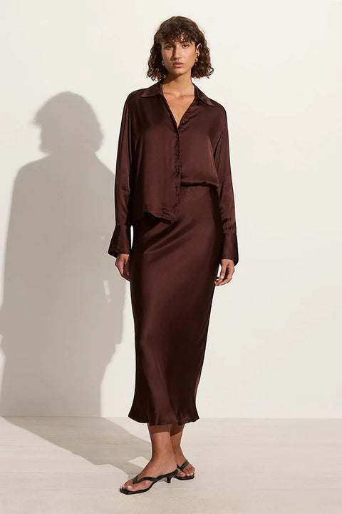 Faithfull the Brand Ancora Skirt | Dark Truffle