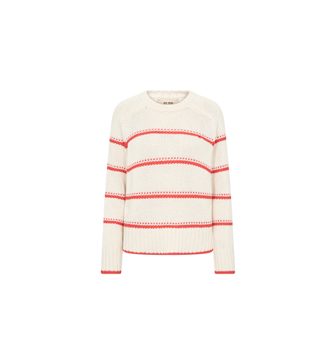 Mos Mosh Mos Mosh Rola Bine Stripe Crewneck Knit in Spicy Orange: tailored, crewneck, everyday, organic, soft