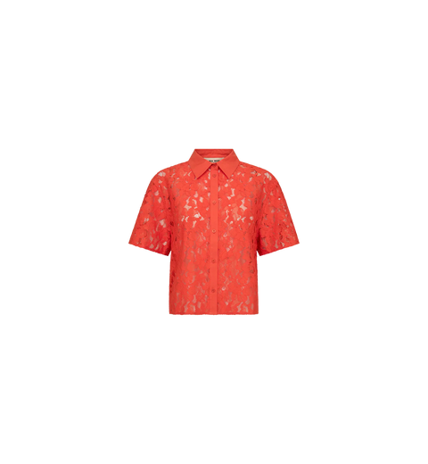 Mos Mosh Mos Mosh Lia River SS Lace Shirt in Spicy Orange: relaxed, mini, casual, cotton, denim