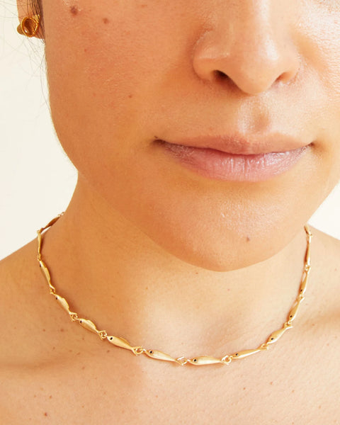 Clare V. Clare V Sardine Chain Necklace 16" in Vintage Gold