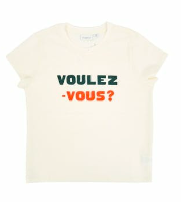 Clare V Classic Tee in Cream with Voulez-Vous print – 100% cotton relaxed fit women's graphic tee made in Portugal