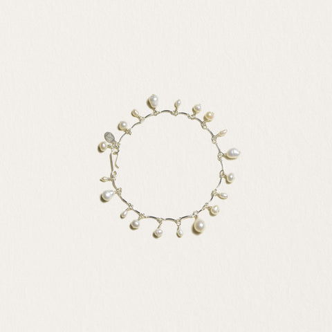 Fluidwavy Pearl Scalloped Bracelet | Silver