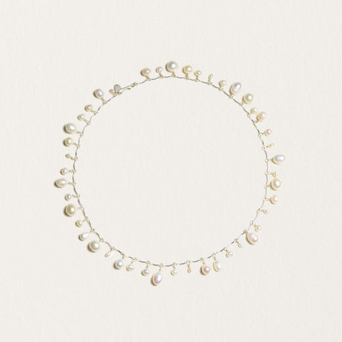 Fluidwavy Pearl Scalloped Necklace | Silver