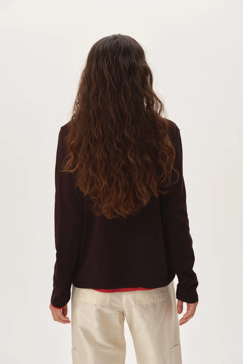 Espresso long sleeve tee back view relaxed fit soft cotton