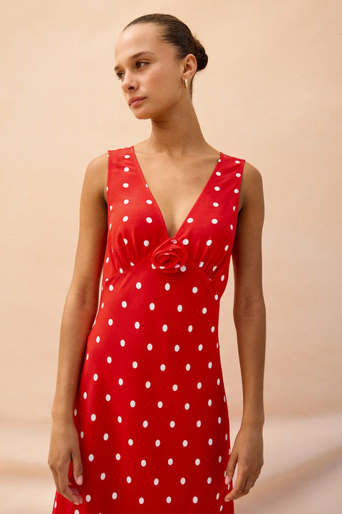 Rails Rails x Giadzy Terena Dress in Rossa: featuring midi, v-neck, sleeveless