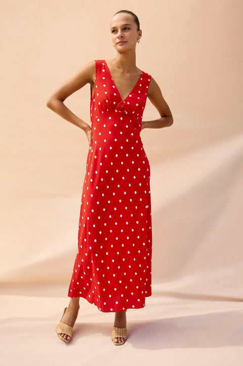 Rails Rails x Giadzy Terena Dress in Rossa: featuring midi, v-neck, sleeveless