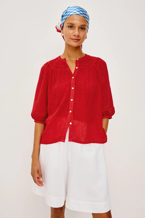 Rails Rails x Giadzy Theia Top in Tomato: featuring relaxed, linen