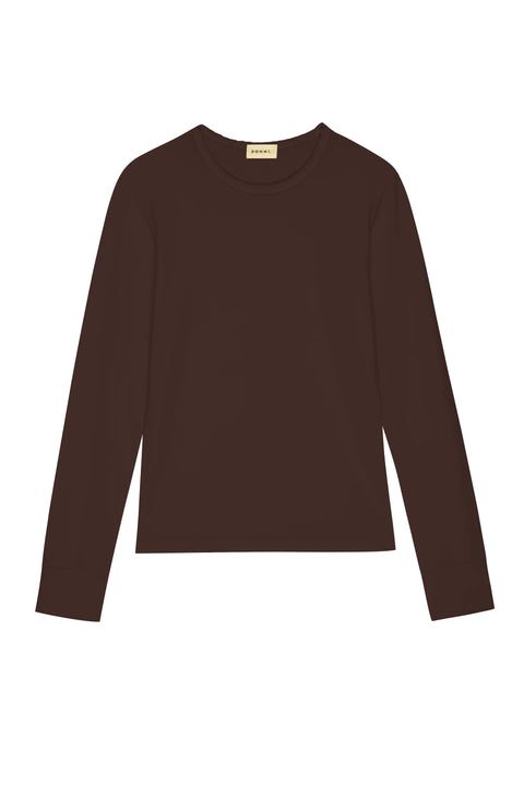 DONNI The Baby Rib Scallop Long Sleeve | Espresso