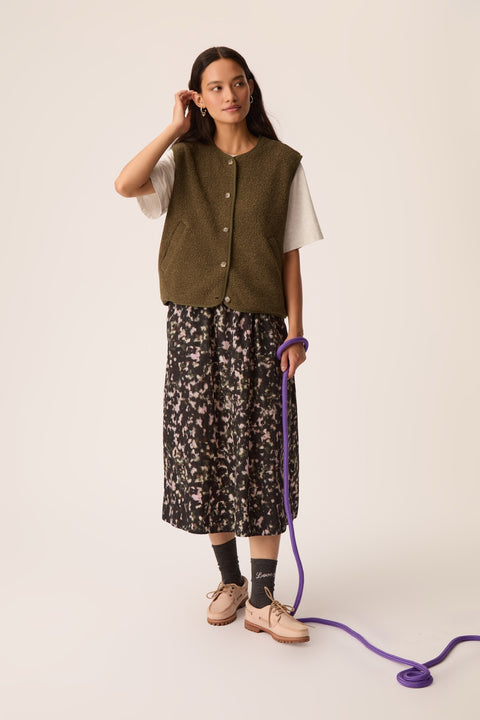 Des Petits Hauts Ylane Camo Midi Skirt - Back View of Women's Camouflage Print Skirt