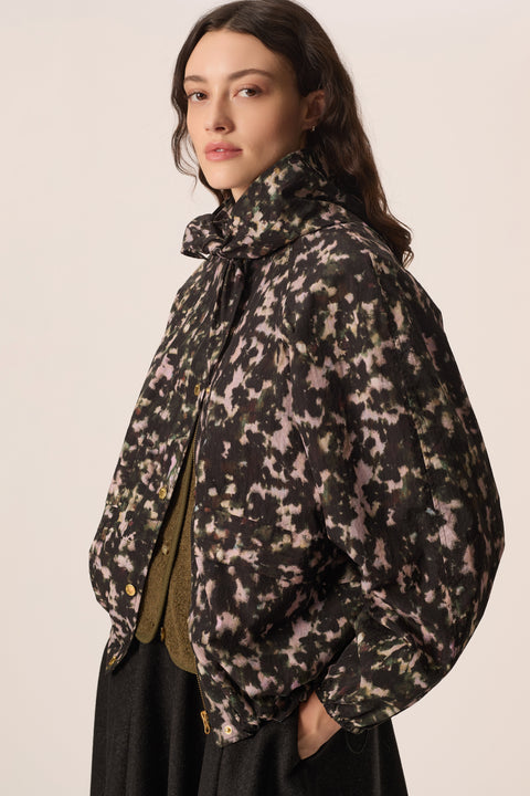 Des Petits Hauts Ylang Windbreaker in Camo - Women's Lightweight Camouflage Print Windbreaker Jacket
