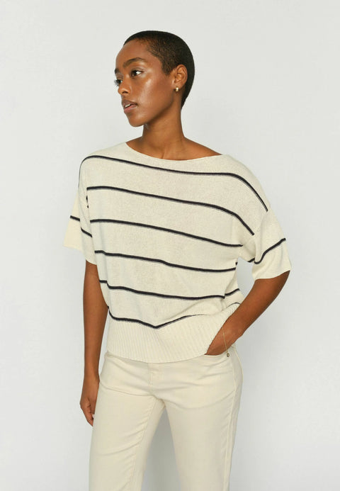 Mos Mosh Mos Mosh Arlen Paper SS Knit in Ecru: relaxed, everyday, organic, lightweight, soft