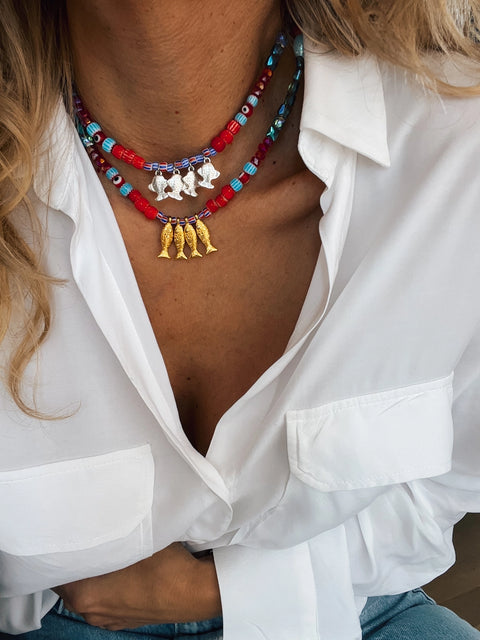 Goupi Necklace 04 | Gold Fish Beaded Necklace
